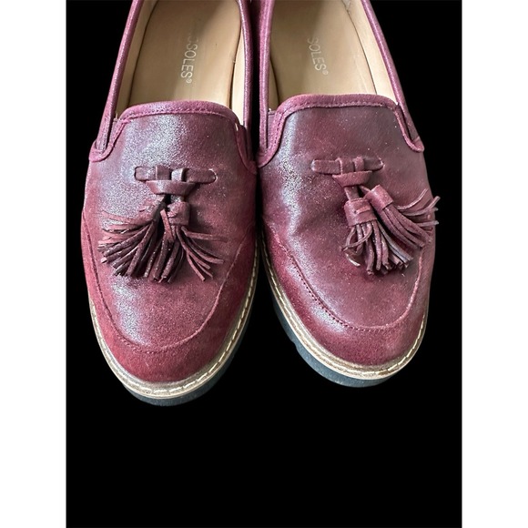 Aerosols women's burgundy nubuck leather loafers w/tassel 8 1/2 - Picture 4 of 5
